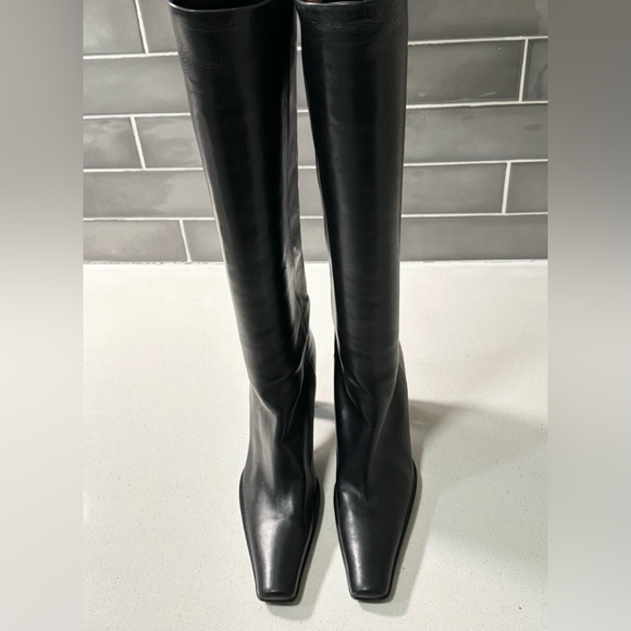 Prada Napa Leather Pointed Square Toe Heel Boots - Picture 4 of 8